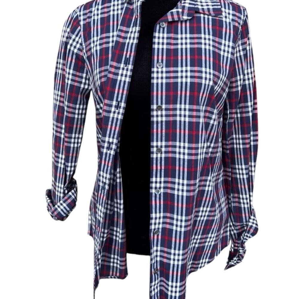 J. CREW cotton, perfect fit,  button down, plaid shirt.  Women's size 4